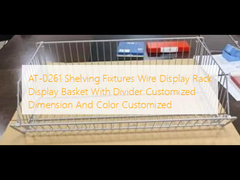 AT-0261 Shelving Fixtures Wire Display Rack Display Basket With Divider Customized Dimension And Color Customized